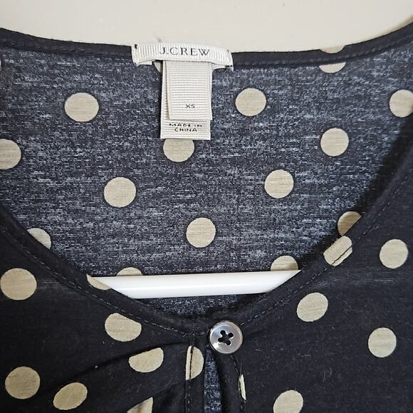 J Crew Tan & Black Polka Dot Ruffle Top Sz XS - Picture 5 of 10